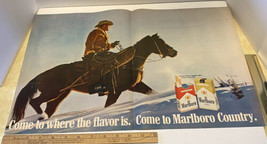 Vintage Print Ad Marlboro Cigarettes Centerfold Horse Cowboy 1969 13.5&quot; ... - $17.63