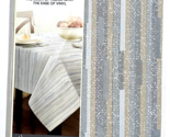 Twill Stripe Laminated Fabric Tablecloth Wipes Clean 70in Round Resists... - £26.37 GBP