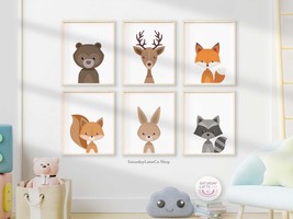 Woodland Nursery Prints Set of 6 Gender Neutral Woodland Nursery Decor |... - £11.74 GBP