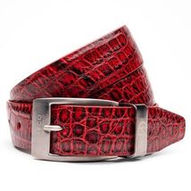 Emilio Genuine Exotic Alligator Belt Antique Red image 3
