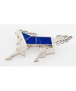 Zuni Lapis Incrustation Argent Sterling Cheval Broche - €118,71 EUR