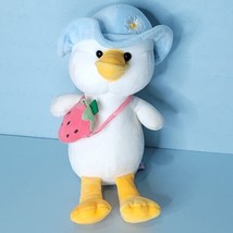 White Chick Duck Plush Blue Hat Strawberry Necklace Stuffed Animal Easte... - £17.40 GBP