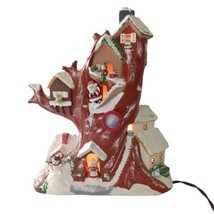 Santas Christmas Treehouse Light Up Musical Ceramic Handpainted Vtg 70s VIDEO  - £56.86 GBP