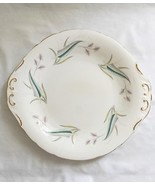 Vtg Paragon Bone China Handle Cake Plate Gold Trim 10&quot; Pink Feathery Flo... - $300.87 MXN