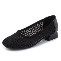 Summer Women High Heel Shoes Mesh Breathable Pumps Slip-On Leather Shoes Fashion - £61.57 GBP