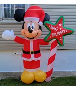 *G) 7&#39; Disney Mickey Mouse Happy Holiday Inflatable Outdoor Christmas De... - $74.24