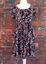 Torrid Womens Mini Dress Plus 0 Multicolor Pink Floral w/Pintuck Detail ... - £14.86 GBP