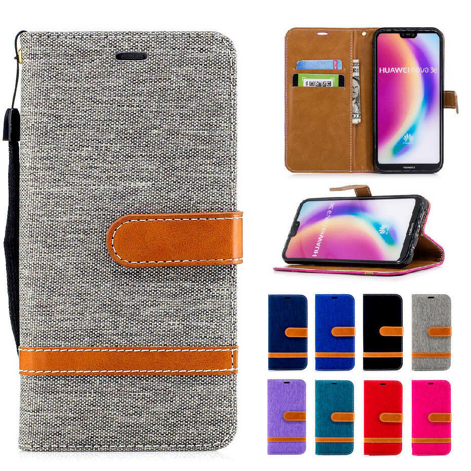 For Huawei Mate 20 Pro Lite Y6 Y5 Y9 Luxury Wallet Leather Flip Denim Case Cover