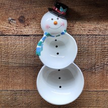 Hallmark Snowman Double Bowl Candy Dish/Nut Tray - Near Mint Condition - No Box - £10.06 GBP