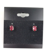 Vintage Oval Ruby Red Gemstone Silver 925 Basket Heart Shape Style Stud ... - $196.39 CAD
