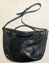 MICHAEL KORS Hobo Purse black pebbled leather shoulder bag Gold Chain Details - £47.38 GBP