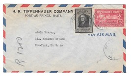 Haiti 1946 Airmail Cover Port au Prince to NY Tippenhauer Corner Card Sc... - £6.26 GBP
