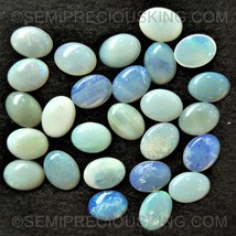 Natural White Opal Oval Cabochon 8X6 mm Play of Colors SI1 Clarity Loose Gemston - £8.31 GBP