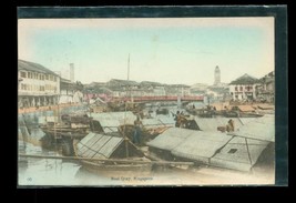 Vintage Paper Postcard Postal History Boat Quay Singapore Bombay to USA 1913 - £15.65 GBP