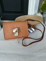 Aldo Crossbody Bag Women&#39;s Brown Snakeskin Magnetic Snap with Lock &amp; Key Stylish - £50.06 GBP