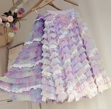 A-line Rainbow Tulle Skirts Women Plus Size Layered Lace Tulle Skirt Outfit image 3