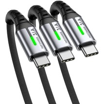 Usb C Cable, [3 Pack 1.6/6.6/6.6Ft ] 3.1A Qc3.0 Type C Charger Fast Charging, Du - £14.29 GBP