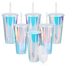 Plastic Iridescent Tumblers With Lids And Straws 24 Oz Iridescent Plastic Cups R - $33.99