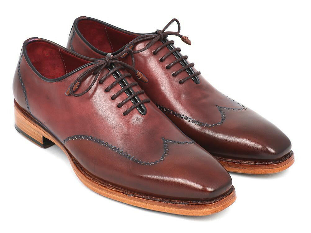 Men Brown Color Plain Toe Wing Tip Lace up Oxford Genuine Leather Shoes US 7-16