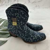 Roper Womens Denim Star Print Ankle Boots Size 10.5 New Blue Stonewash W... - $58.40