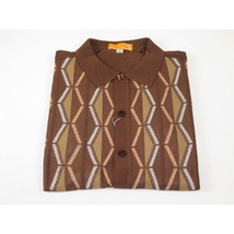 Mens Stacy Adams Italian Style Knit Woven Shirt Short Sleeves 71027 Brown image 2
