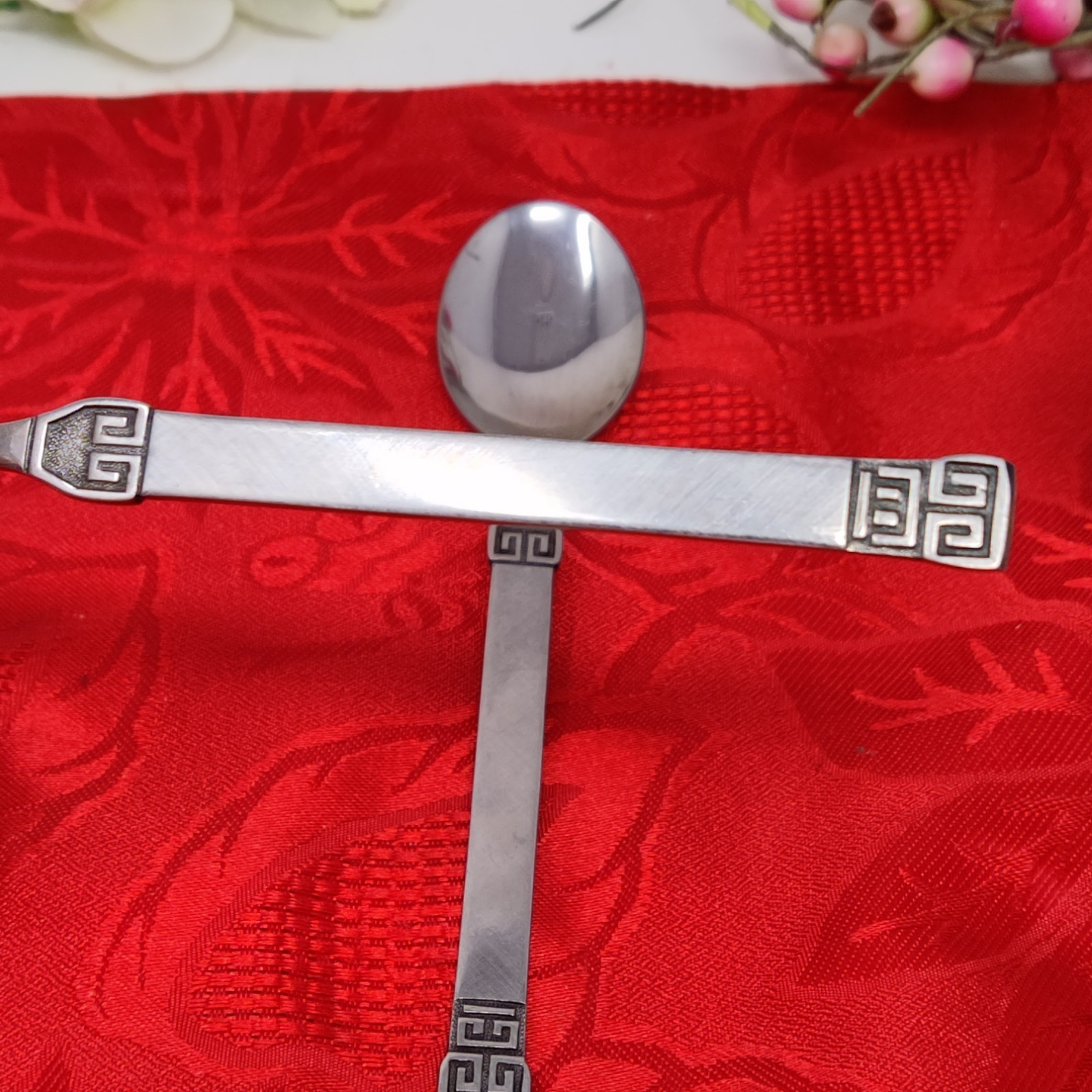 2X Tsp National CANTON Stainless NS Japan Greek Key Silverware Flatware ... - $9.98