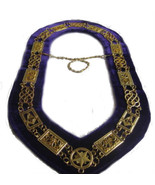 MASONIC REGALIA GRAND LODGE NEW GOLD METAL CHAIN COLLAR PURPLE VELVET CP... - $87.12