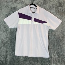 Travis Mathew Polo Shirt Mens Large Light Purple Sash Stripe Performance Golfer - $13.89