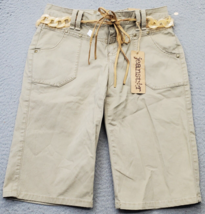 Jeanstar Shorts Womens Petite 4 Tan Cotton Belted Stretch Pockets Comfor... - $23.05