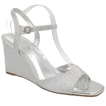 Thalia Sodi Women Ankle Strap Wedge Sandals Vira Size US 11M Silver Metallic - £39.22 GBP