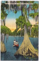 Postcard Canoeing In Florida&#39;s Cypress Gardens - £3.14 GBP