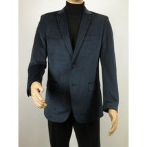 Men's Velvet Sports Coat Grammy Amy Award By BASSIRI , LEONARDI J1042 Navy Blue image 3