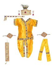 Kids-Boys Yellow Platinum Krishna Dress Kurta Dhoti Costume Us - $41.20+