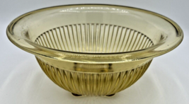 Vintage Federal Glass Ribbed Rolled Edge Yellow Glass Bowl 9.5&quot; SKU U221 - £23.97 GBP