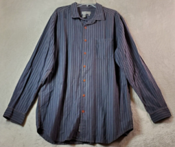 Territory Ahead Shirt Mens Tall XL Gray Striped Cotton Pocket Collar But... - $20.75