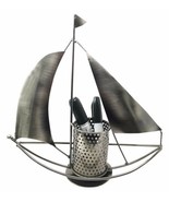 Nautical Ocean Sailboat Hand Made Steel Metal Office Stationery Organize... - $42.73 CAD