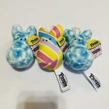 PEEPS Plush Easter Bunny 4&quot; Backpack Bag Clip Stripes &amp; Tiedye Keychain Lot Of 3 - £18.96 GBP