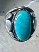 Turquoise ring Navajo Size 11.75 scalloped edge Sterling Silver women men - £274.54 GBP