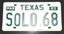 Vintage Personalized License Plate Texas SOLO68 Single 1983 - £11.93 GBP