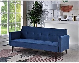 Deep Blue Us Pride Furniture Wide Velvet Tufted Back Sofabed - £310.54 GBP