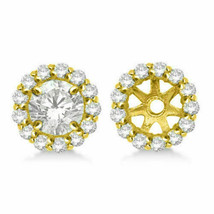 14K YG 6MM 2.00CT Created Diamonds Halo Bridal Stud Bridal Earrings Jackets - £115.55 GBP