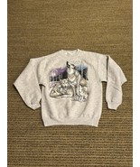 Vintage 90’s Wolf Sweatshirt Wolf Lodge Idaho Made In USA Adult L  Gray ... - $44.55