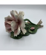 Capodimonte Napoleon Pink Porcelain Roses Flowers on Branch Italy - £15.59 GBP