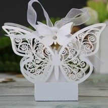 50PCS  Laser Cut  Carriage Favors Box Gifts Candy Boxes with Ribbon Baby Shower  - £119.81 GBP