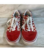 Red Checkered Pattern Lace Up Vans Old School M 6 W 7.5 - £12.18 GBP