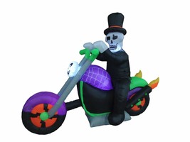 Halloween Inflatable Ghost Skeleton Motorcycle Bike Blowup Yard Decoration Decor - £73.06 GBP