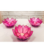 Pack Of 3 Coral Pink Seashells Lotus Flower Votive Tea Light Candle Holders - €41,53 EUR