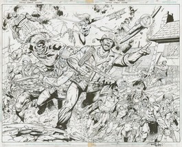 Paul Pelletier Original Art Justice League United 15 Double Page Splash Sgt Rock - £1,564.50 GBP