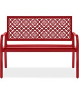 Best Choice Products Outdoor Bench 2-Person Metal Steel Benches, Rose Red - £118.06 GBP