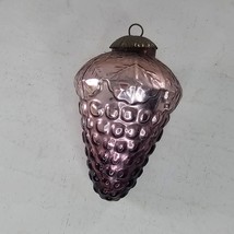 Vintage Kugel Style Grape Cluster Shaped Purple Glass Christmas Ornament - £30.85 GBP